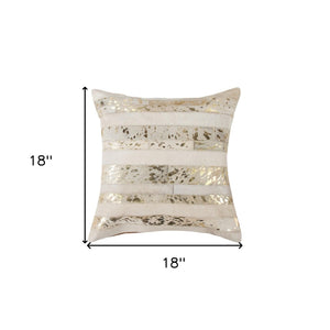 HomeRoots Set of Two 18" Striped Cowhide Throw Pillows with Glitter Accents for Luxe Home Decor Style 544636