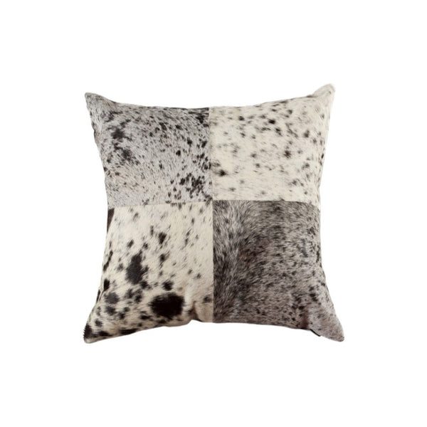 HomeRoots Set of Two 18" Black and White Cowhide Throw Pillows for Rustic Luxury Home Décor and Comfort 544638