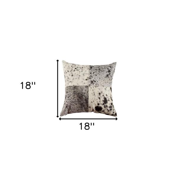 HomeRoots Set of Two 18" Black and White Cowhide Throw Pillows for Rustic Luxury Home Décor and Comfort 544638