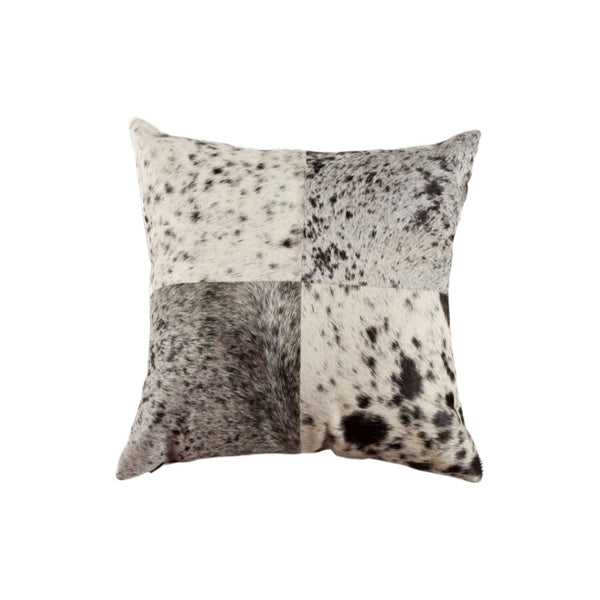 HomeRoots Set of Two 18" Black and White Cowhide Throw Pillows for Rustic Luxury Home Décor and Comfort 544638