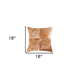 HomeRoots Set of Two Genuine 18" Brown and White Cowhide Throw Pillows for Rustic Home Decor Comfort 544639