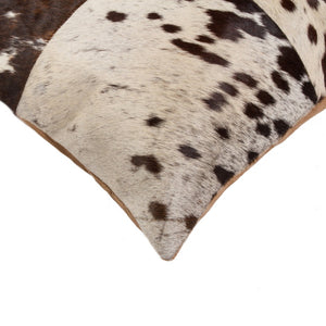 HomeRoots Set of Two 18" Chocolate & White Cowhide Throw Pillows - Rustic Elegance for Cozy Living Spaces 544640