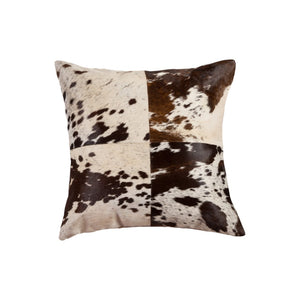 HomeRoots Set of Two 18" Chocolate & White Cowhide Throw Pillows - Rustic Elegance for Cozy Living Spaces 544640