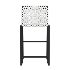 Butler Specialty Urban Woven Leather Counter Stool With Rustic Iron Base And Nailhead Accents For Timeless Charm Black And White Iron,Leather,Steel 5446411-butler