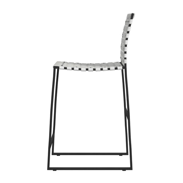 Butler Specialty Urban Woven Leather Counter Stool With Rustic Iron Base And Nailhead Accents For Timeless Charm Black And White Iron,Leather,Steel 5446411-butler