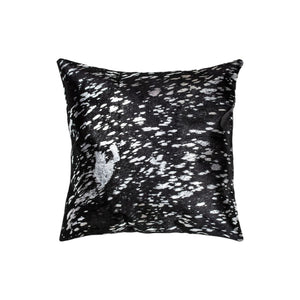 HomeRoots Set of Two Luxurious 18" Black and Silver Abstract Cowhide Throw Pillows with Glitter Accents 544641