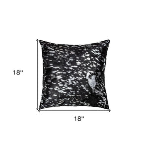 HomeRoots Set of Two Luxurious 18" Black and Silver Abstract Cowhide Throw Pillows with Glitter Accents 544641