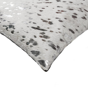 HomeRoots Set of Two Luxurious 12" x 20" Gray & Silver Cowhide Throw Pillows with Glitter for Chic Décor 544644
