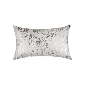 HomeRoots Set of Two Luxurious 12" x 20" Gray & Silver Cowhide Throw Pillows with Glitter for Chic Décor 544644