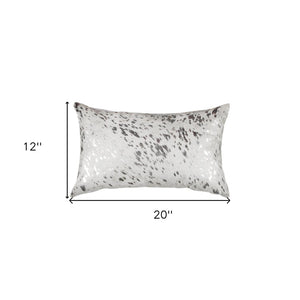 HomeRoots Set of Two Luxurious 12" x 20" Gray & Silver Cowhide Throw Pillows with Glitter for Chic Décor 544644