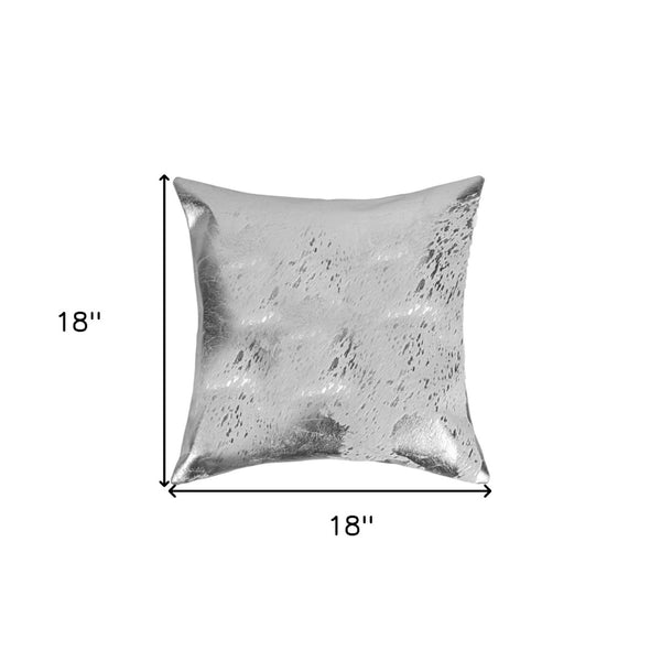 HomeRoots Set of Two 18" Gray and Silver Abstract Cowhide Throw Pillows - Elegant Glitter Accents & Unique Style! 544645