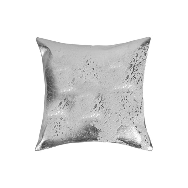 HomeRoots Set of Two 18" Gray and Silver Abstract Cowhide Throw Pillows - Elegant Glitter Accents & Unique Style! 544645