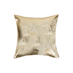 HomeRoots Set of Two 18" Natural & Gold Abstract Cowhide Throw Pillows with Glitter for Chic Home Decor 544647