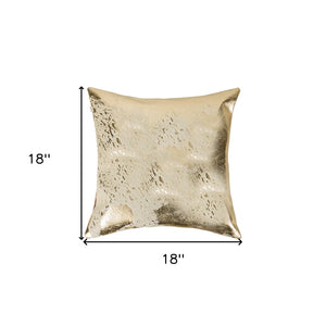 HomeRoots Set of Two 18" Natural & Gold Abstract Cowhide Throw Pillows with Glitter for Chic Home Decor 544647