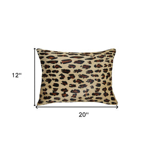 Homeroots Set Of Two Luxurious 12" X 20" Brown And Black Leopard Cowhide Lumbar Throw Pillows For Elegance   544651