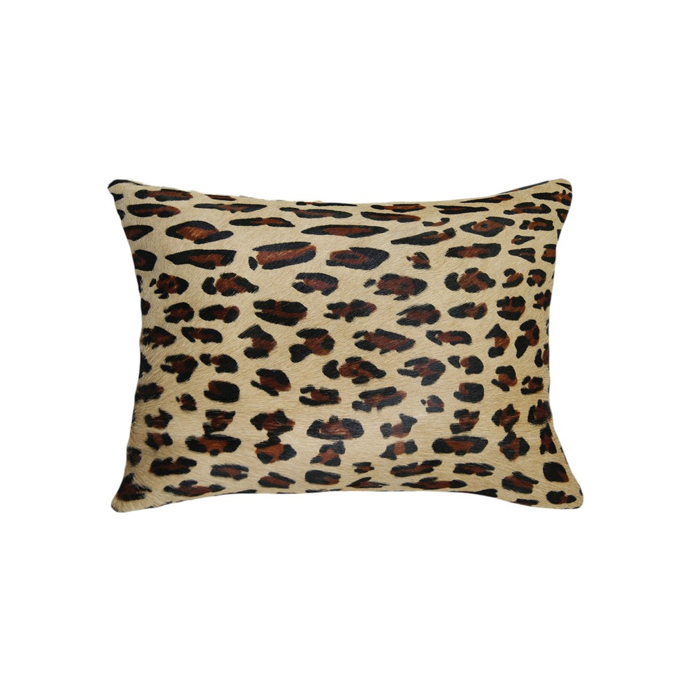 HomeRoots Set of Two Luxurious Leopard Cowhide Lumbar Pillows – Stylish Brown & Black Accent for Comfort 544651