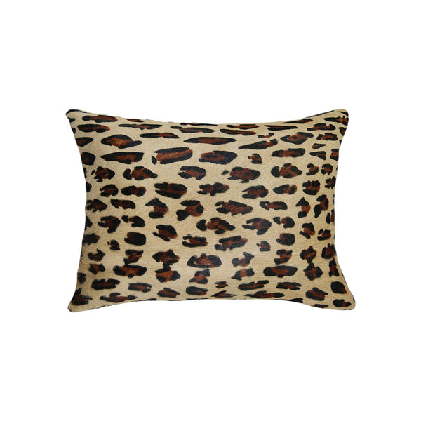 Homeroots Set Of Two Luxurious 12" X 20" Brown And Black Leopard Cowhide Lumbar Throw Pillows For Elegance   544651