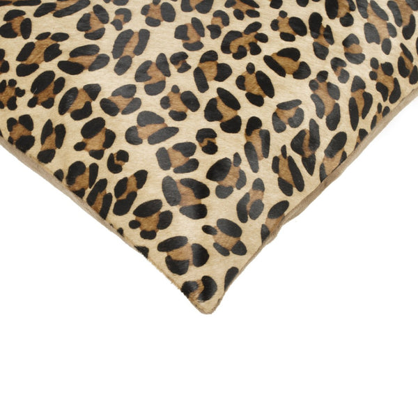 HomeRoots Set of Two Luxurious Leopard Cowhide Throw Pillows - Chic 18" Decorative Cushions for Home Style 544652