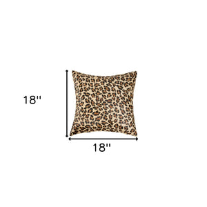 HomeRoots Set of Two Luxurious Leopard Cowhide Throw Pillows - Chic 18" Decorative Cushions for Home Style 544652