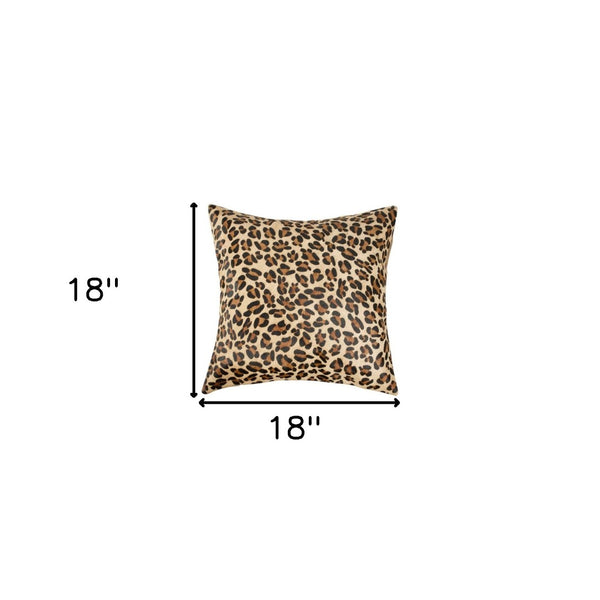 HomeRoots Set of Two Luxurious Leopard Cowhide Throw Pillows - Chic 18" Decorative Cushions for Home Style 544652