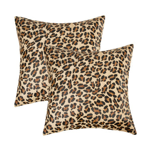 HomeRoots Set of Two Luxurious Leopard Cowhide Throw Pillows - Chic 18" Decorative Cushions for Home Style 544652