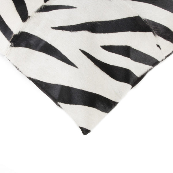 HomeRoots Set of Two 18" Zebra Cowhide Throw Pillows - Bold Black and White Accent for Modern Spaces 544653