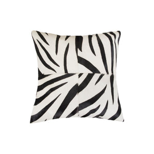 HomeRoots Set of Two 18" Zebra Cowhide Throw Pillows - Bold Black and White Accent for Modern Spaces 544653