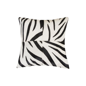 HomeRoots Set of Two 18" Zebra Cowhide Throw Pillows - Bold Black and White Accent for Modern Spaces 544653