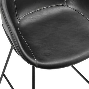 Homeroots Set Of Two 30" Black Faux Leather And Steel Low Back Bar Height Bar Chairs   544688