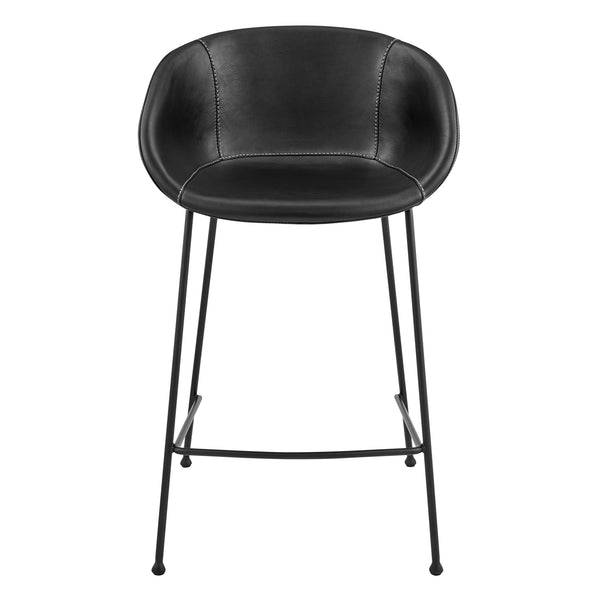 Homeroots Set Of Two 26" Black Faux Leather And Steel Low Back Counter Height Bar Chairs   544689