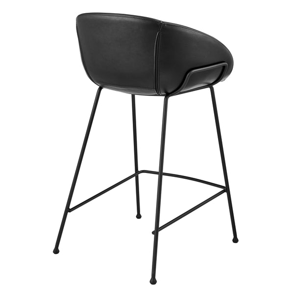 Homeroots Set Of Two 26" Black Faux Leather And Steel Low Back Counter Height Bar Chairs   544689