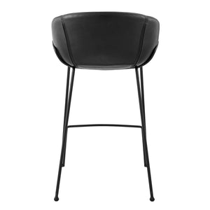 Homeroots Set Of Two 26" Black Faux Leather And Steel Low Back Counter Height Bar Chairs   544689