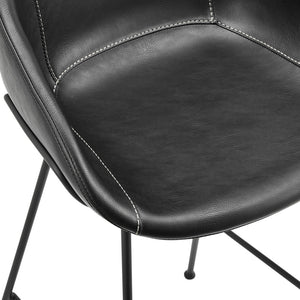 Homeroots Set Of Two 26" Black Faux Leather And Steel Low Back Counter Height Bar Chairs   544689