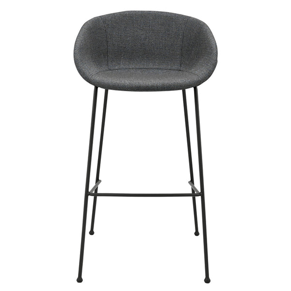 Homeroots Set Of Two 30" Gray And Black Fabric And Steel Low Back Bar Height Bar Chairs   544690