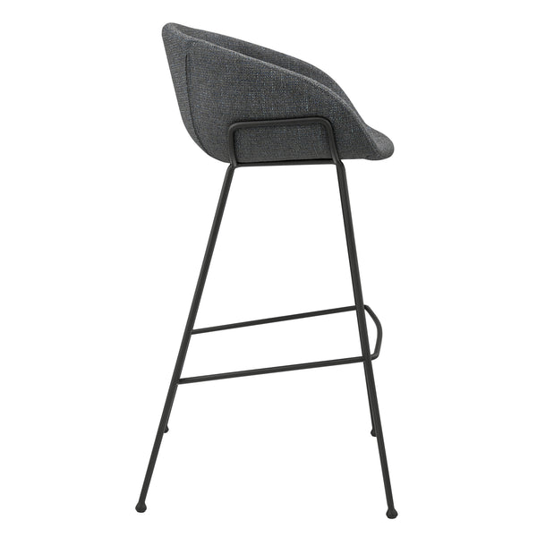 Homeroots Set Of Two 30" Gray And Black Fabric And Steel Low Back Bar Height Bar Chairs   544690