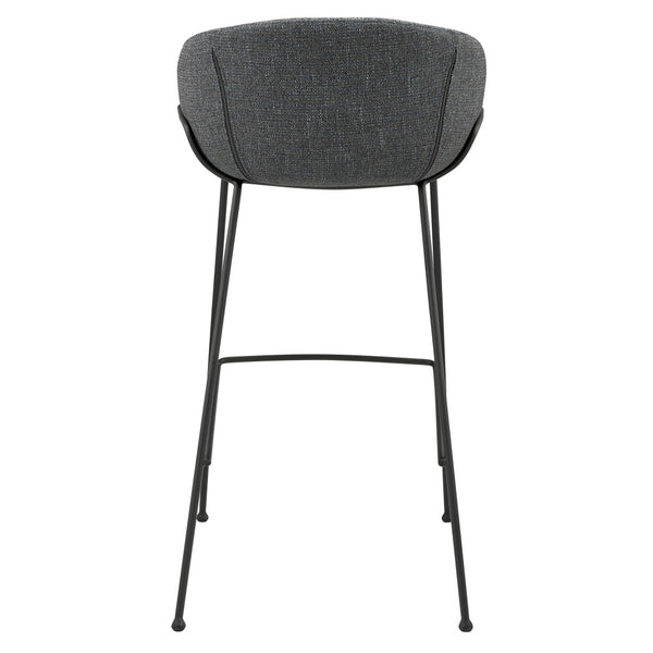 Homeroots Set Of Two 30" Gray And Black Fabric And Steel Low Back Bar Height Bar Chairs   544690