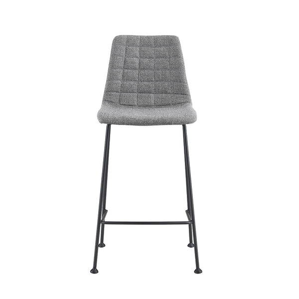 Homeroots Set Of Two 26" Light Gray And Black Fabric And Steel Low Back Counter Height Bar Chairs   544693