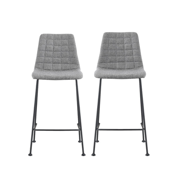 Homeroots Set Of Two 26" Light Gray And Black Fabric And Steel Low Back Counter Height Bar Chairs   544693