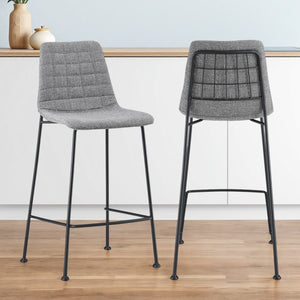Homeroots Set Of Two 26" Light Gray And Black Fabric And Steel Low Back Counter Height Bar Chairs   544693