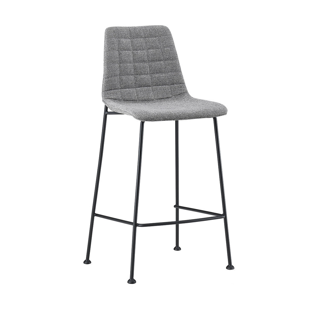 Homeroots Set Of Two 26" Light Gray And Black Fabric And Steel Low Back Counter Height Bar Chairs   544693