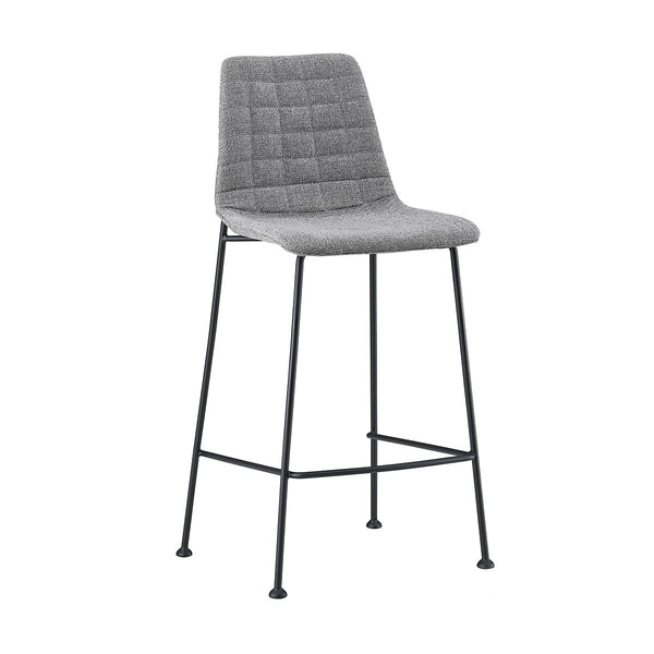 Homeroots Set Of Two 26" Light Gray And Black Fabric And Steel Low Back Counter Height Bar Chairs   544693