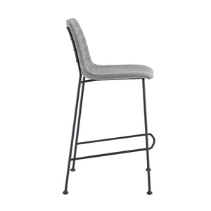 Homeroots Set Of Two 26" Light Gray And Black Fabric And Steel Low Back Counter Height Bar Chairs   544693