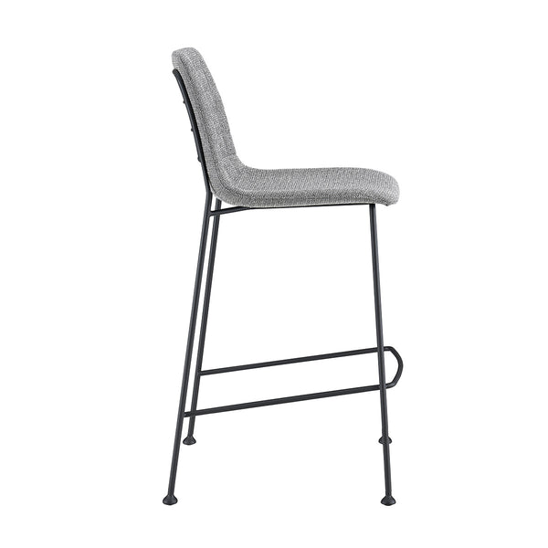 Homeroots Set Of Two 26" Light Gray And Black Fabric And Steel Low Back Counter Height Bar Chairs   544693