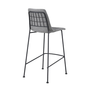 Homeroots Set Of Two 26" Light Gray And Black Fabric And Steel Low Back Counter Height Bar Chairs   544693