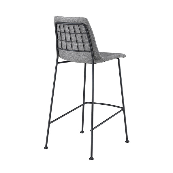 Homeroots Set Of Two 26" Light Gray And Black Fabric And Steel Low Back Counter Height Bar Chairs   544693