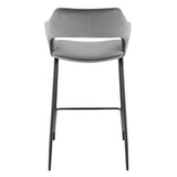 Homeroots 26" Gray And Black Velvet And Steel Low Back Counter Height Bar Chair   544697