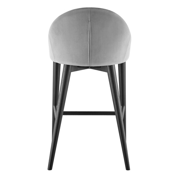 Homeroots 26" Gray And Black Velvet And Solid Wood Low Back Counter Height Bar Chair   544699