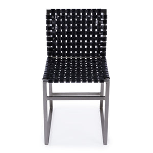 Butler Specialty Urban Woven Leather Side Chair With Black Iron Base And Rustic Nail Head Accents For Stylish Decor Black Iron,Leather,Steel 5447034-butler