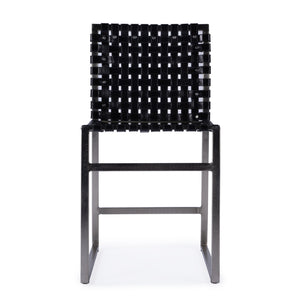 Butler Specialty Urban Woven Leather Side Chair With Black Iron Base And Rustic Nail Head Accents For Stylish Decor Black Iron,Leather,Steel 5447034-butler
