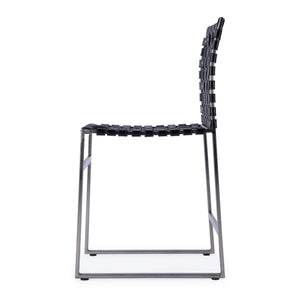 Butler Specialty Urban Woven Leather Side Chair With Black Iron Base And Rustic Nail Head Accents For Stylish Decor Black Iron,Leather,Steel 5447034-butler